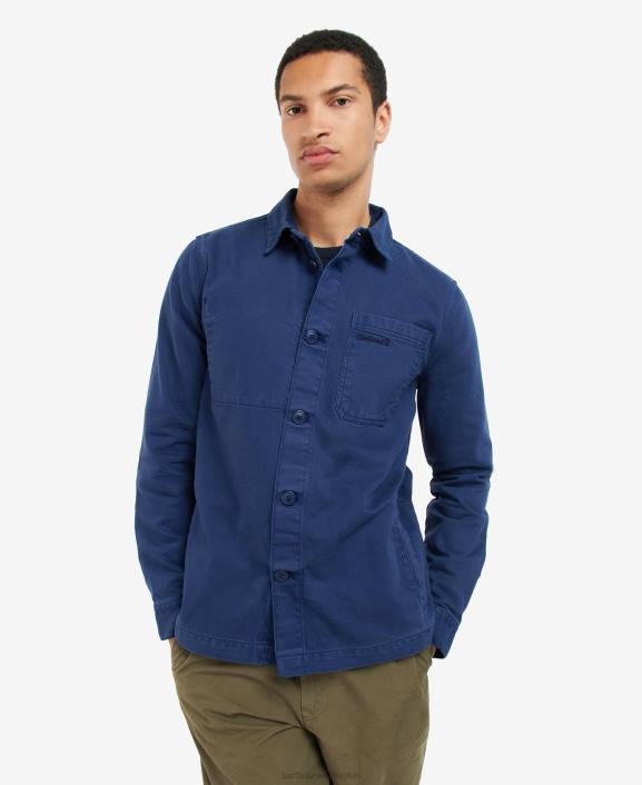 Men Inky Blue Barbour Gino Overshirt 40VB310