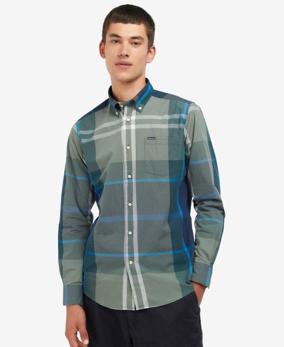 Men Kielder Blue Tartan Barbour Harris Tailored Shirt 40VB381