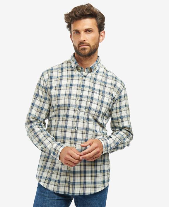 Men Navy Barbour Sadle Checked Shirt 40VB397