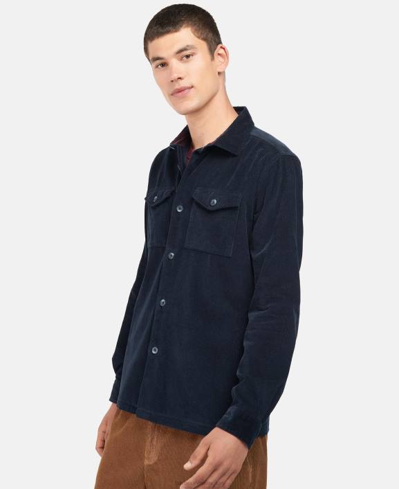 Men Navy Barbour Warwick Overshirt 40VB502