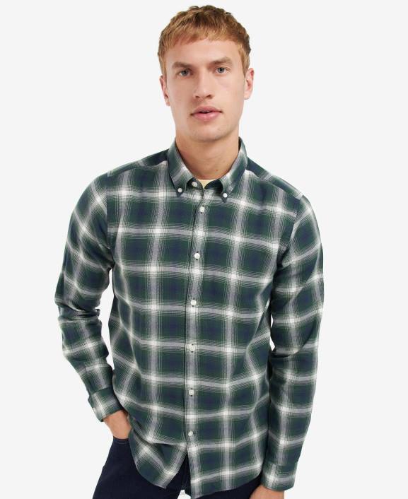 Men Racing Green Barbour Kershaw Shirt 40VB452