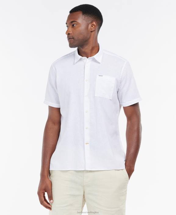 Men White Barbour Nelson Short Sleeve Summer Shirt 40VB325