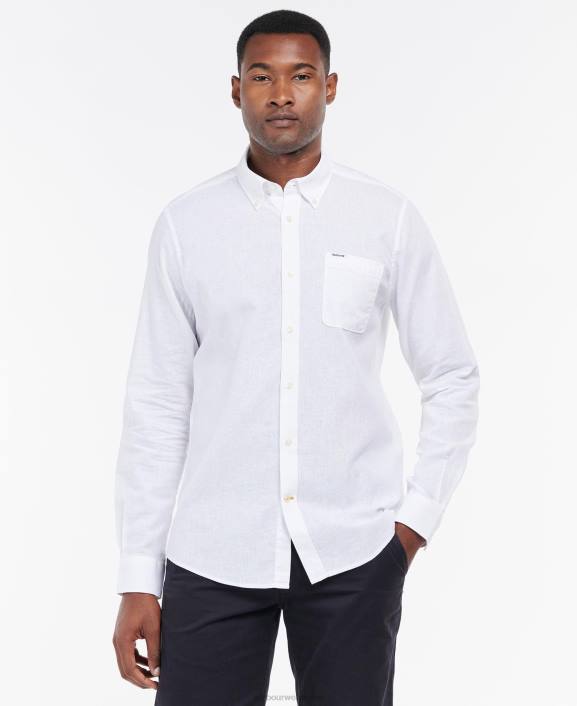 Men White Barbour Nelson Tailored Shirt 40VB327