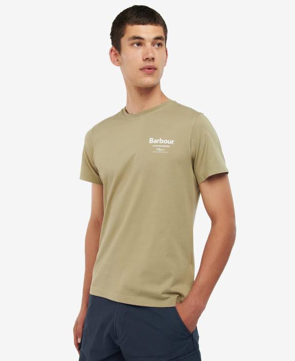 Men Bleached Olive Barbour Satley Graphic-Print T-Shirt 40VB814