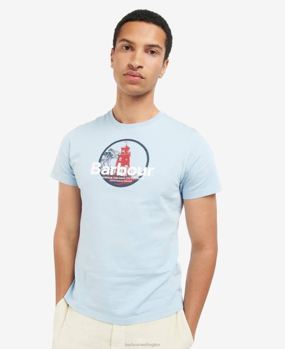 Men Blue Fog Barbour Break Graphic-Print T-Shirt 40VB942