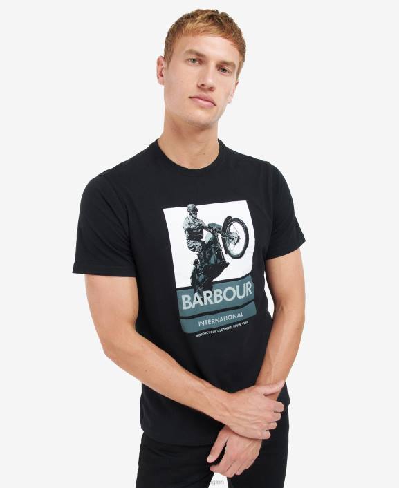 Men Classic Black Barbour Archie Graphic-Print T-Shirt 40VB893