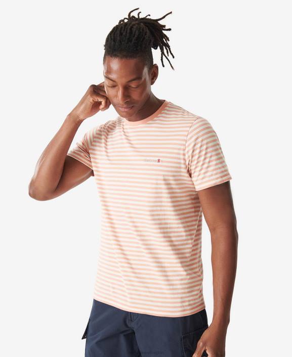 Men Faded Orange Barbour Bilting Stripe T-Shirt 40VB957