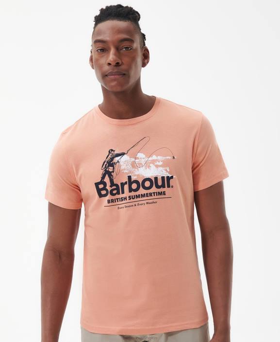 Men Faded Orange Barbour Cast T-Shirt 40VB810