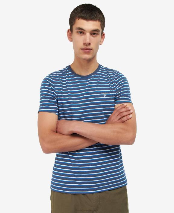 Men Grey Marl Barbour Ponte Striped T-Shirt 40VB889