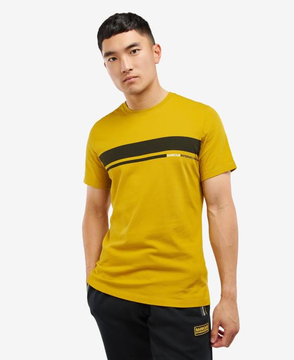 Men Mustard Bark Barbour Bennett T-Shirt 40VB973