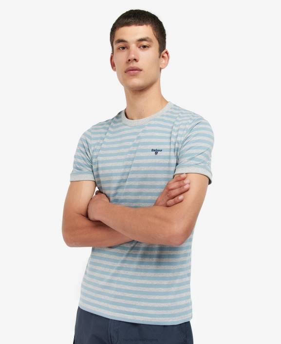 Men Navy Barbour Quay Stripe T-Shirt 40VB794