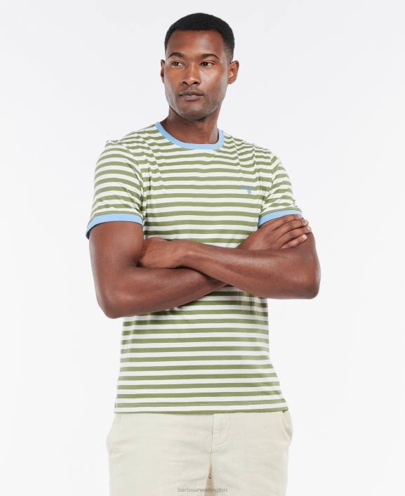 Men Navy Barbour Quay Stripe T-Shirt 40VB823