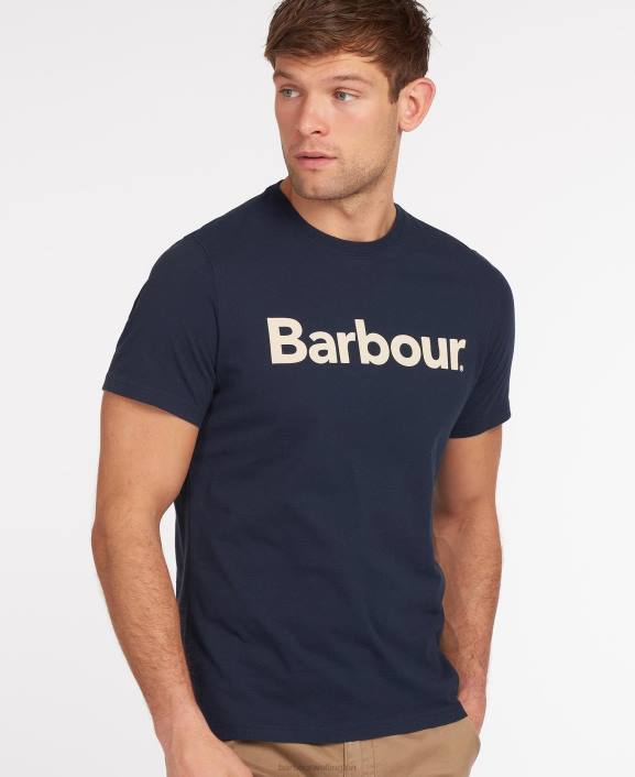 Men New Navy Barbour Logo T-Shirt 40VB768