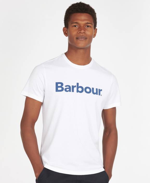 Men New Navy Barbour Logo T-Shirt 40VB790