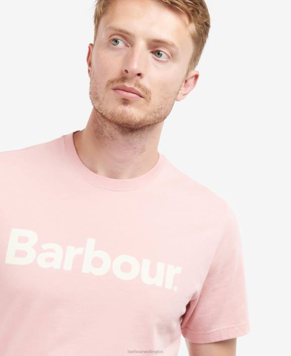 Men Pink Salt Barbour Logo T-Shirt 40VB836