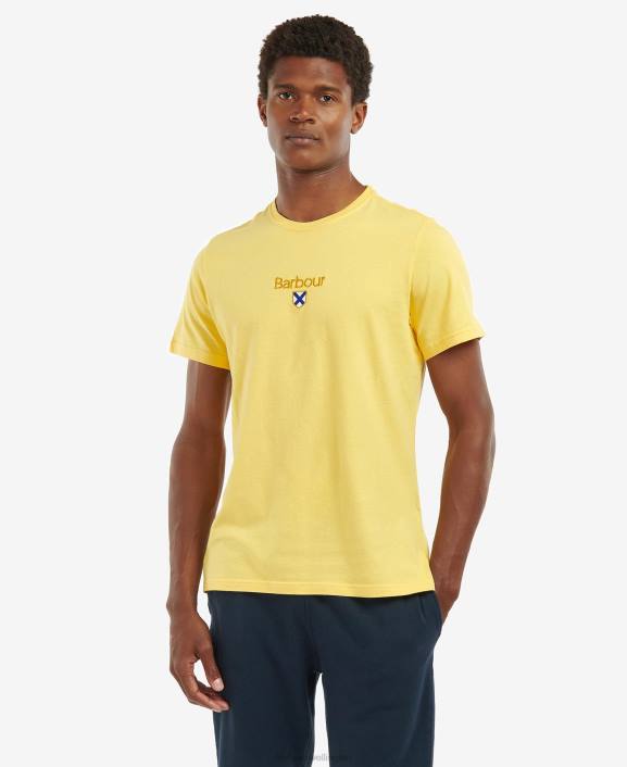 Men Sunbleached Yellow Barbour Emblem T-Shirt 40VB931