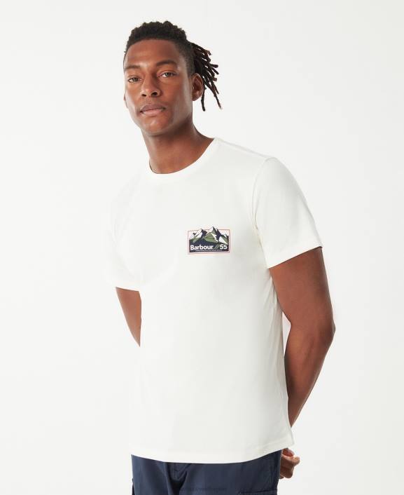 Men Whisper White Barbour Glasson T-Shirt 40VB755