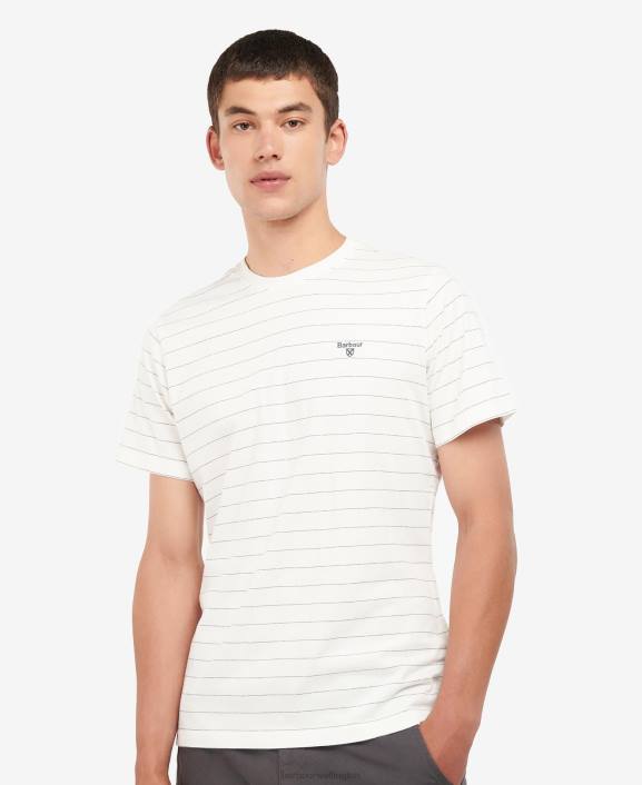 Men Whisper White Barbour Hobson Striped T-Shirt 40VB805