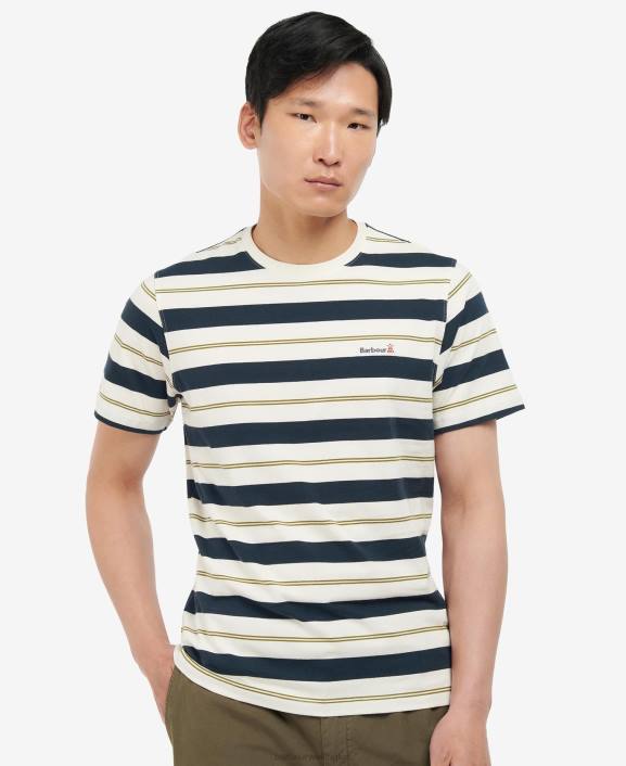 Men Whisper White Barbour Kendray Stripe T-Shirt 40VB860