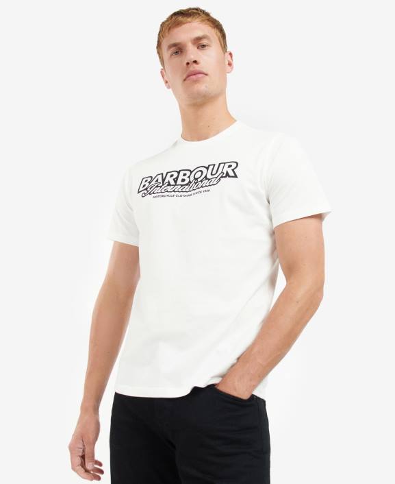 Men Whisper White Barbour Rowley Logo T-Shirt 40VB932