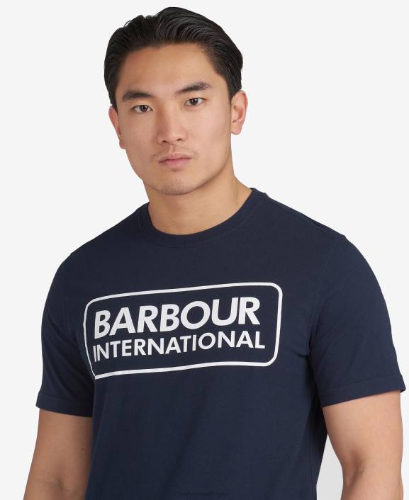 Men White Barbour International T-Shirt Essential Large Logo 40VB896