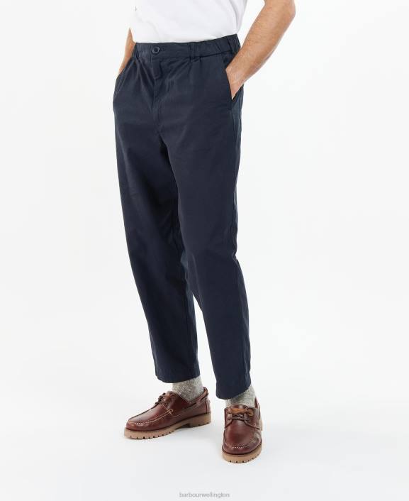 Men Navy Barbour Highgate Twill Trousers 40VB1162