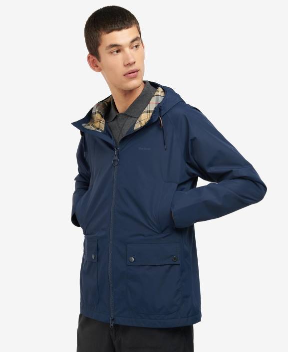 Men Navy/Dress Barbour Hooded Dormus Waterproof Jacket 40VB188