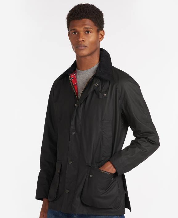 Men Black Barbour Ashby Wax Jacket 40VB8