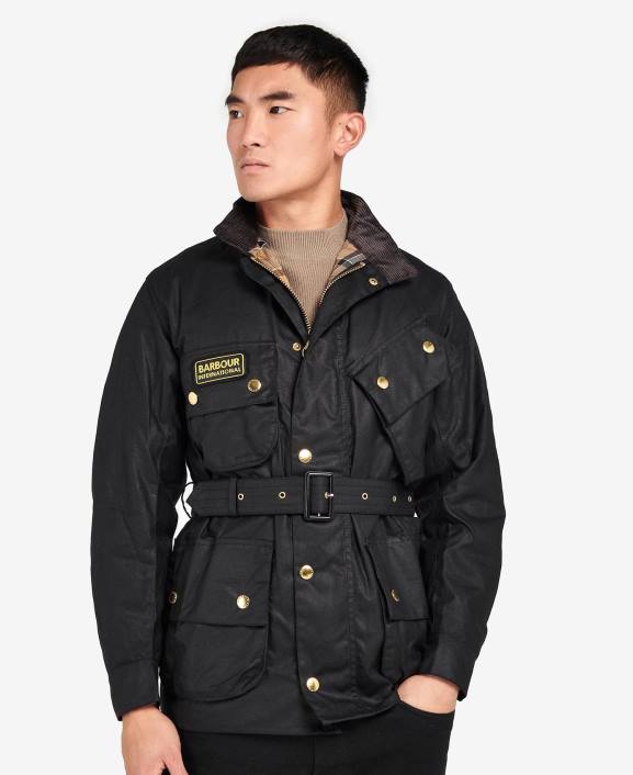 Men Black Barbour Original Waxed Jacket 40VB7