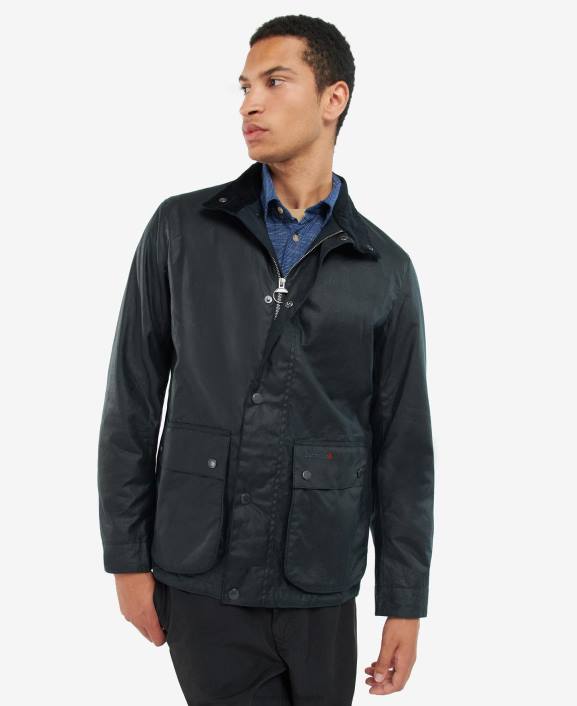 Men Classic Navy Barbour Riley Waxed Jacket 40VB52