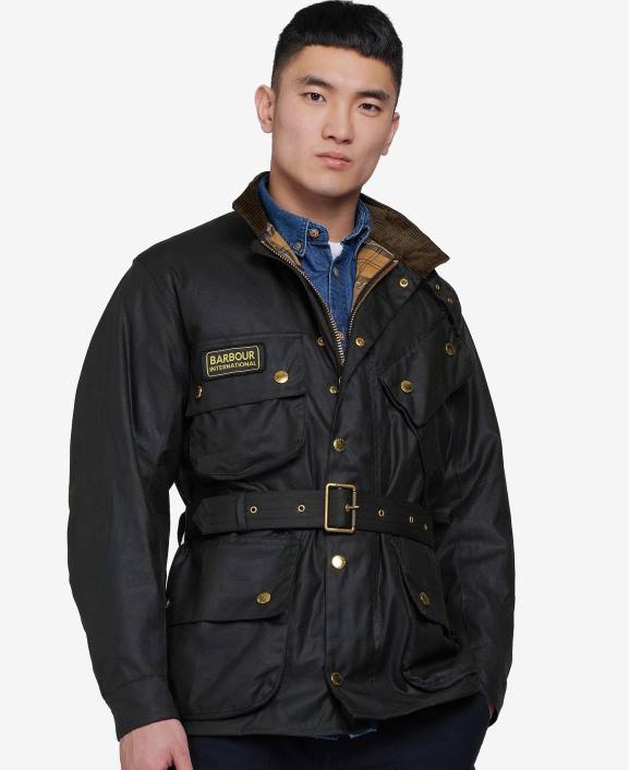 Men Navy Barbour International Original Waxed Jacket 40VB27