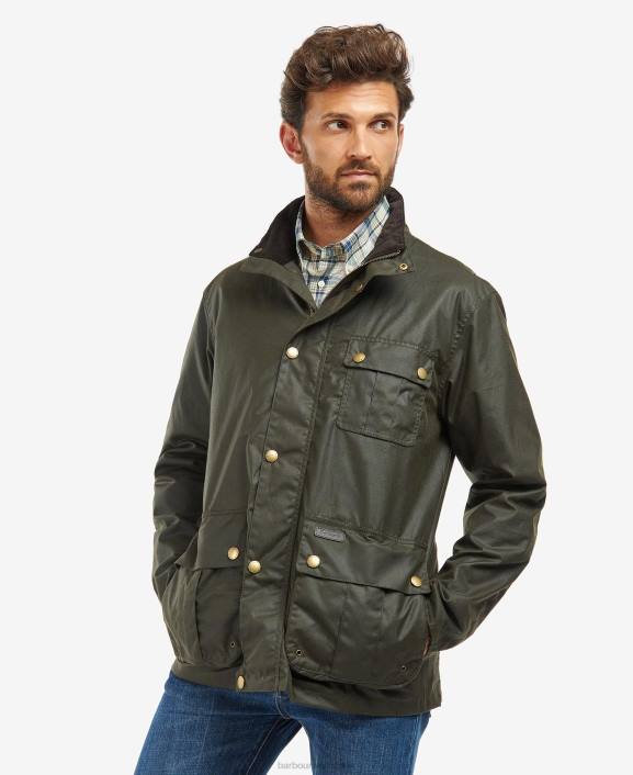 Men Olive/Classic Tartan Barbour Dunlin Waxed Jacket 40VB26