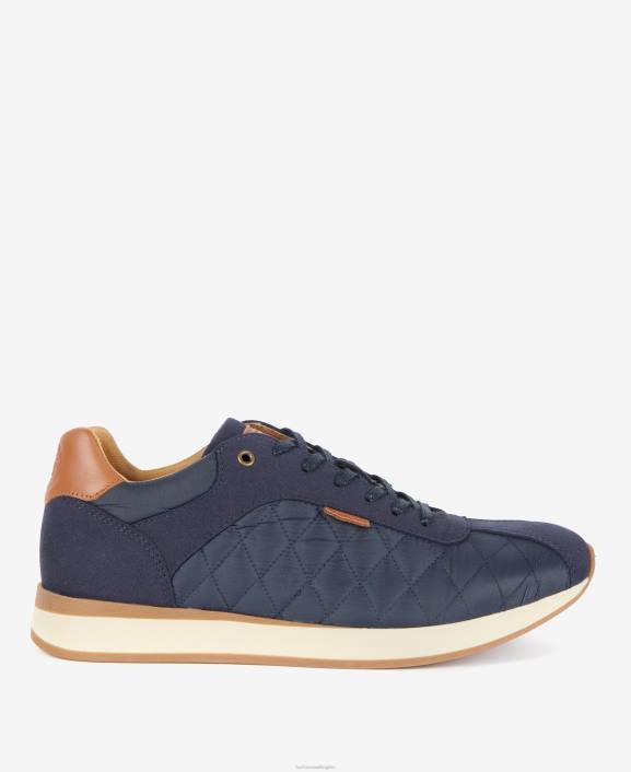 Men Classic Navy Barbour Seth Diamond-Quilted Trainers 40VB1314