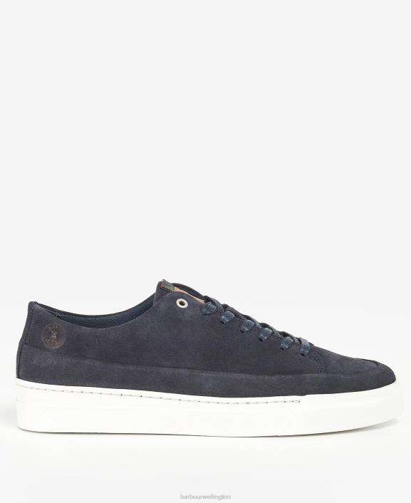 Men Navy Suede Barbour Lago Trainers 40VB1307