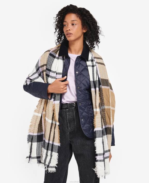 Women Trench/Navy Barbour Faith Tartan Wrap 40VB2457