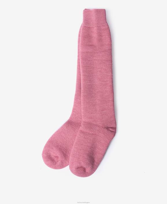 Women Raspberry Barbour Wellington Knee Socks 40VB2465