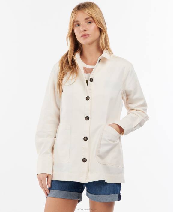 Women Ecru Barbour Lyndale Overshirt 40VB1645