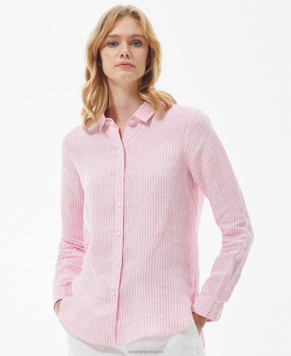 Women HIbiscus Stripe Barbour Marine Shirt 40VB1585