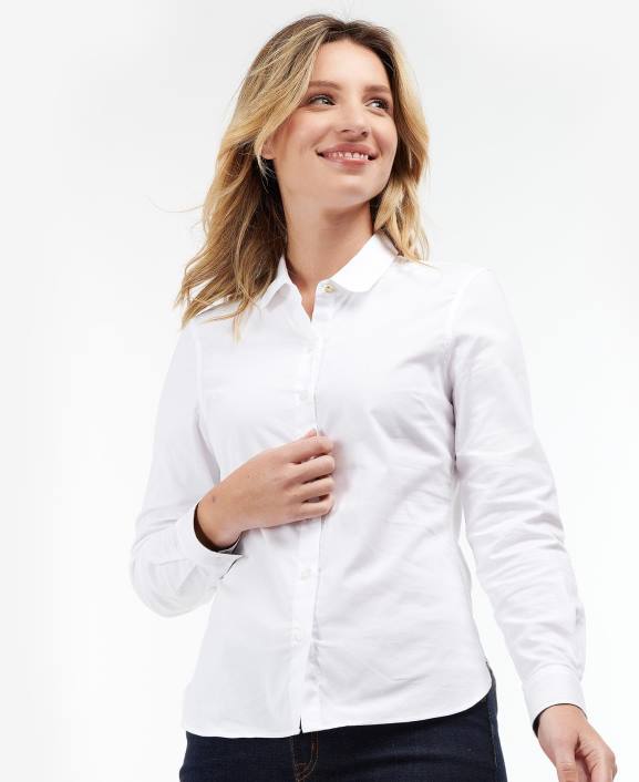 Women White Barbour Pearson Shirt 40VB1620