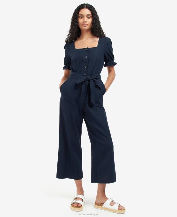 Women Classic Navy Barbour Leilani Jumpsuit 40VB1907