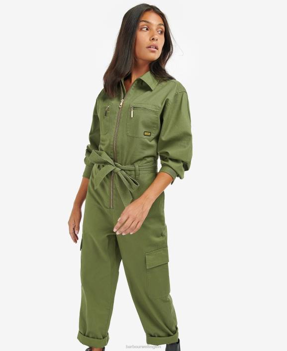 Women Midnight Green Barbour Rossin Jumpsuit 40VB1839