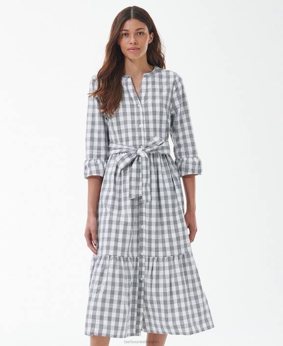 Women Navy Check Barbour Seamills Midi Dress 40VB1812