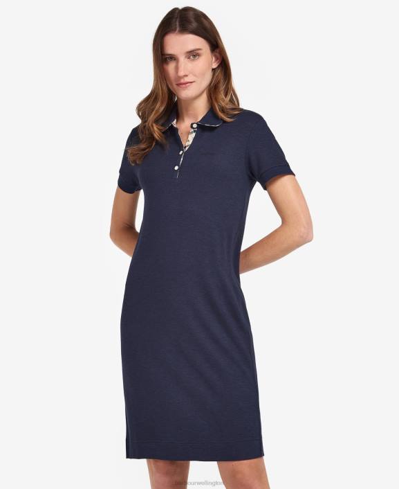 Women Navy/Indigo Tartan Barbour Polo Dress 40VB1898