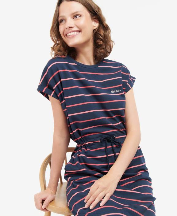 Women Navy/White Barbour Marloes Stripe Dress 40VB1891