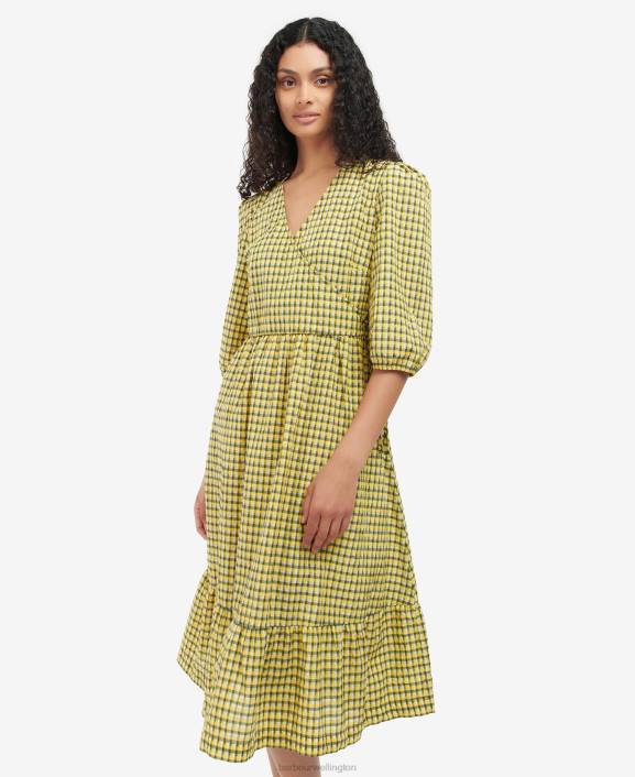 Women Sunrise Yellow Check Barbour Addison Dress 40VB1883