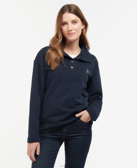 Women Classic Navy Barbour Regia Sweatshirt 40VB1996