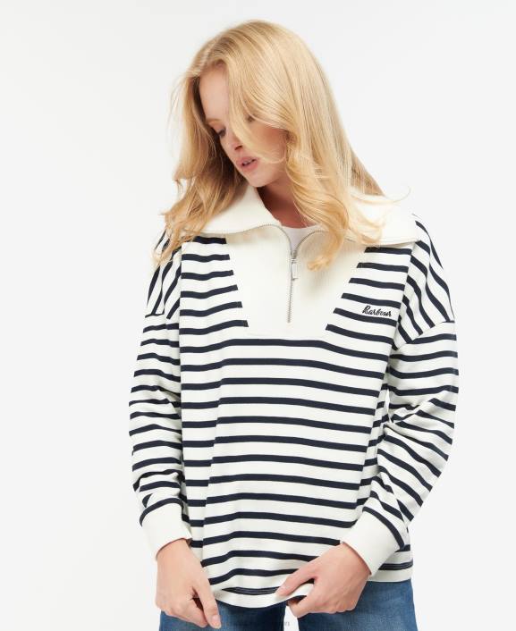 Women Cloud/Navy Stripe Barbour Kendra Sweatshirt 40VB1991