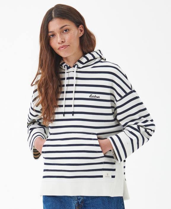 Women Navy Stripe Barbour Thistle Hoodie 40VB1987