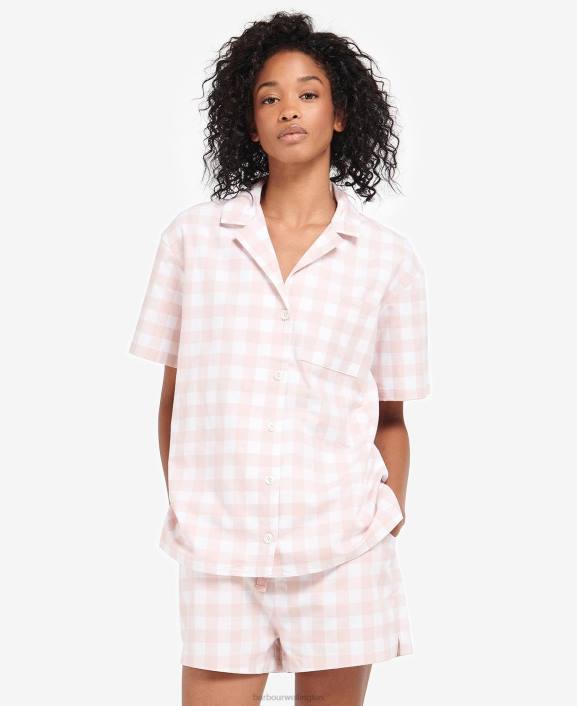 Women Light Pink Gingham Barbour Etta Gingham PJ Set 40VB2035