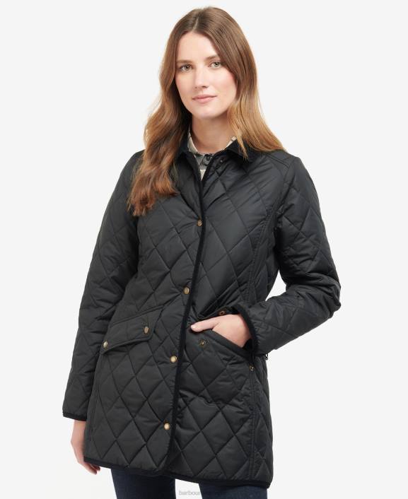 Women Black/Ancient Barbour Long Cavalry Quilted Jacket 40VB1506